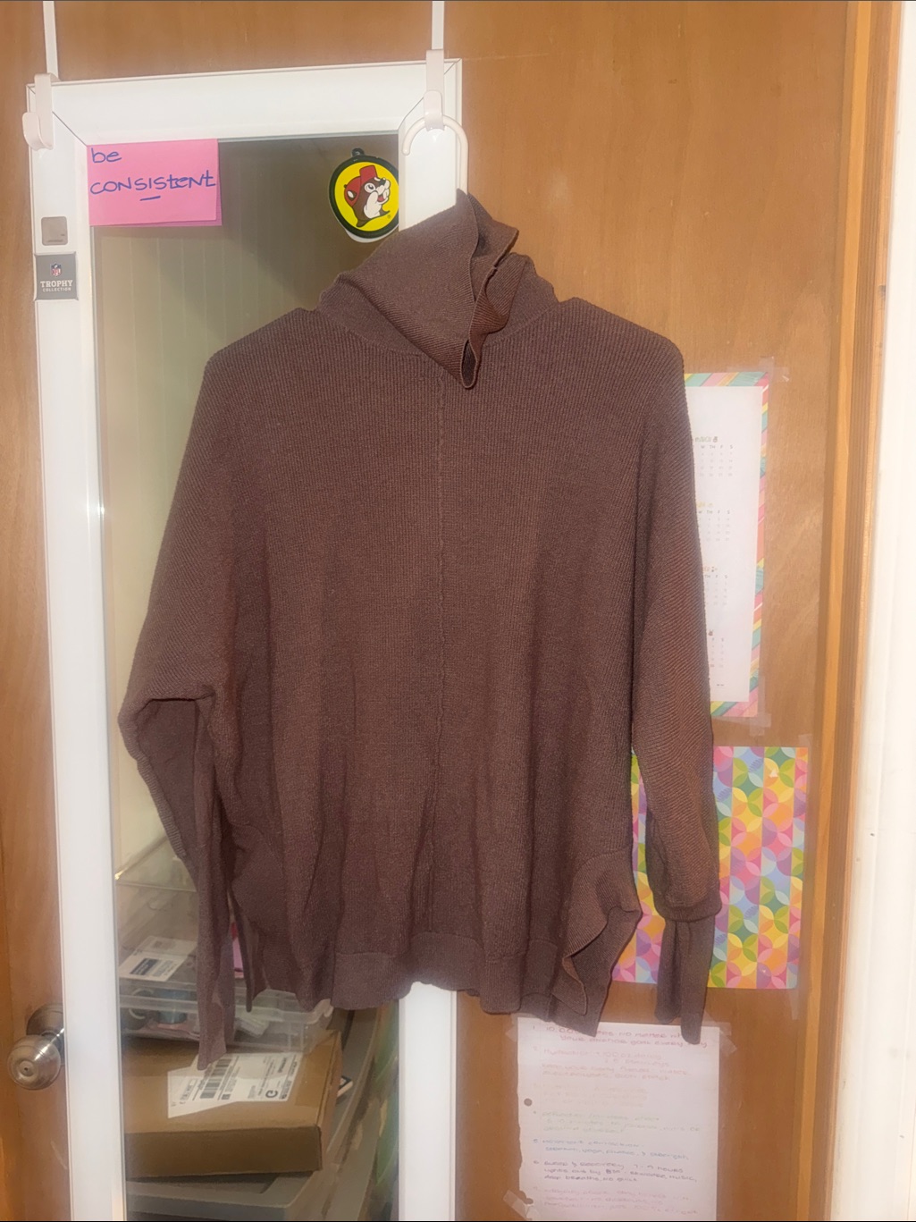 Crescent Chocolate Brown Cowl Neck Knit Sweater